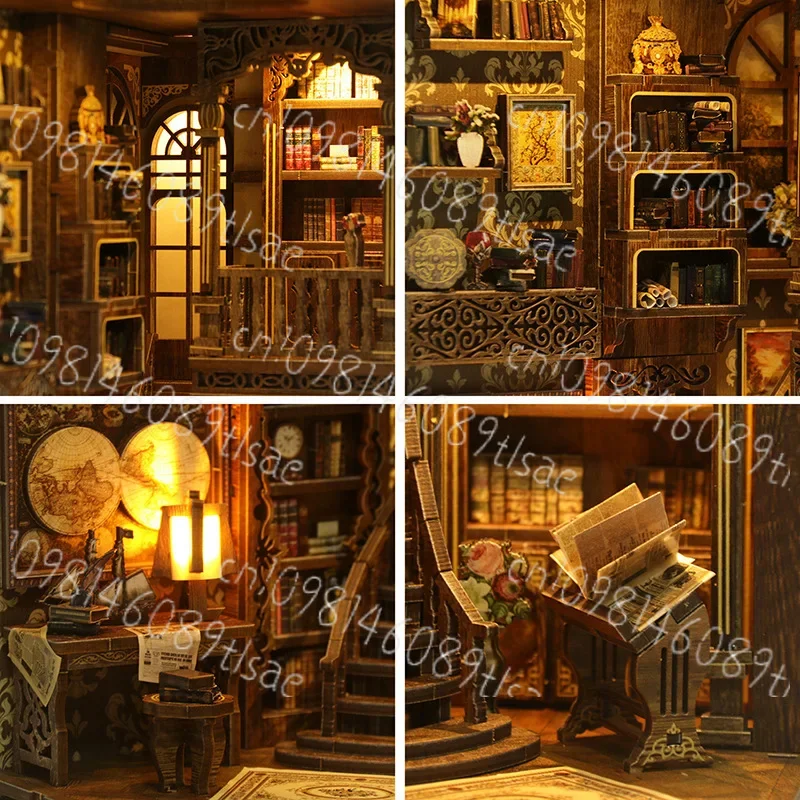 3D Creative Book Stand DIY Small House Wooden Hand Assembled Model Toy Gift