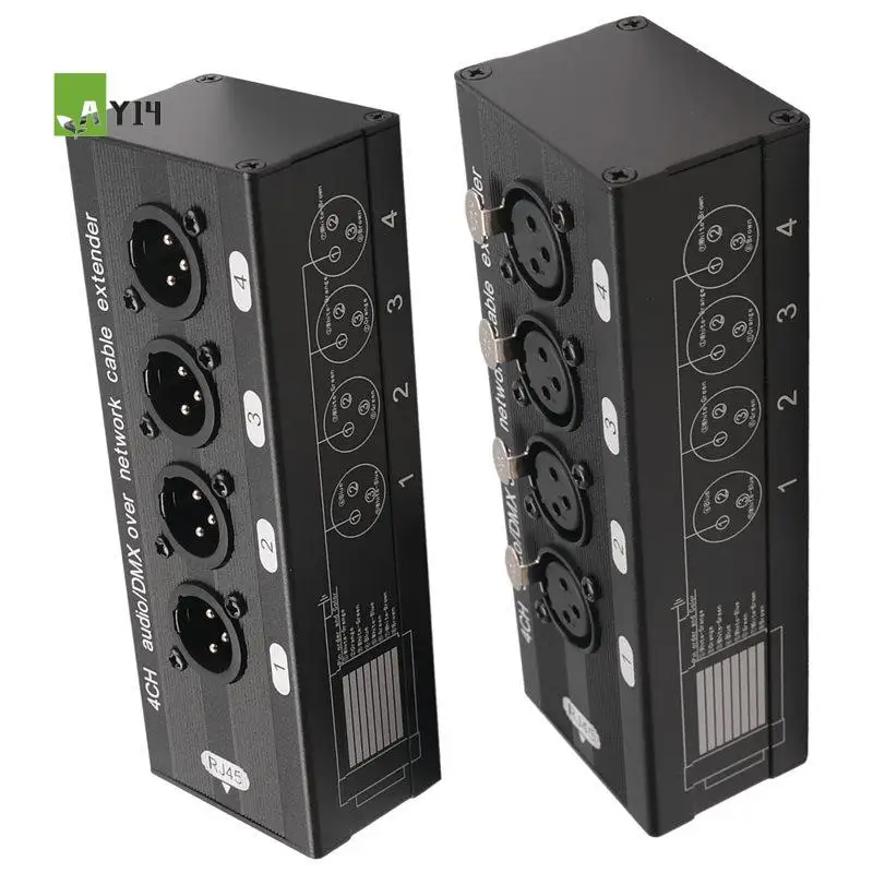 AY14 -1 Pair 4 Channel XLR/DMX Audio RJ45 Cat5/Cat6 Ethernet Extender XLR Extender Transceiver For Live Stage
