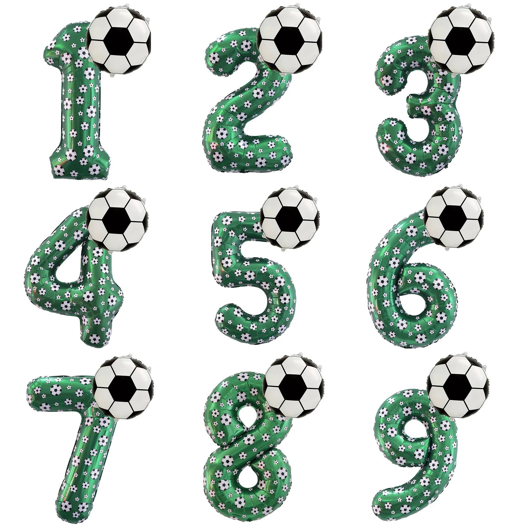 2 Stück 40 Zoll Grüne Zahlen-Folienballons 18 Zoll Fußball-Heliumballons Fußball-Geburtstagsparty Sportthemen-Partydekoration