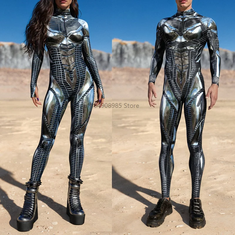 

Iron Deficient Costume Punk 3D Digital Print Costume Iron Fighter Cosplay Bodysuit Halloween Zentai Suit Role Play Catsuit