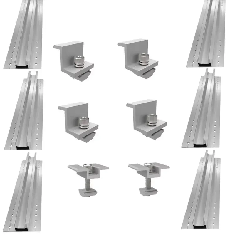 20cm Aluminum Mini U Rail Trapezoidal Metal Roof Solar Panels Roof Mounting Bracket System(Customizable)