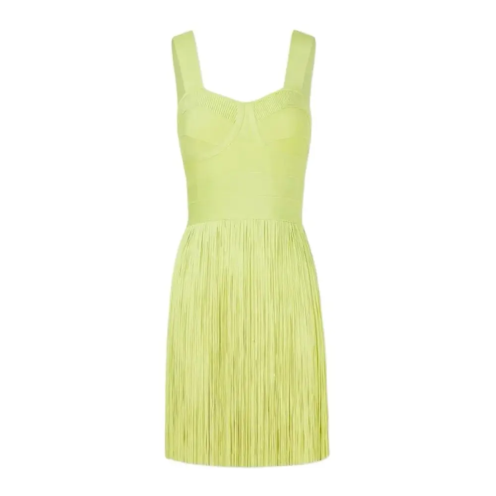 

Women Sexy Tassel Bandage Dress 2024 New Spaghetti Strap Clothes Club Party Mini Dresses