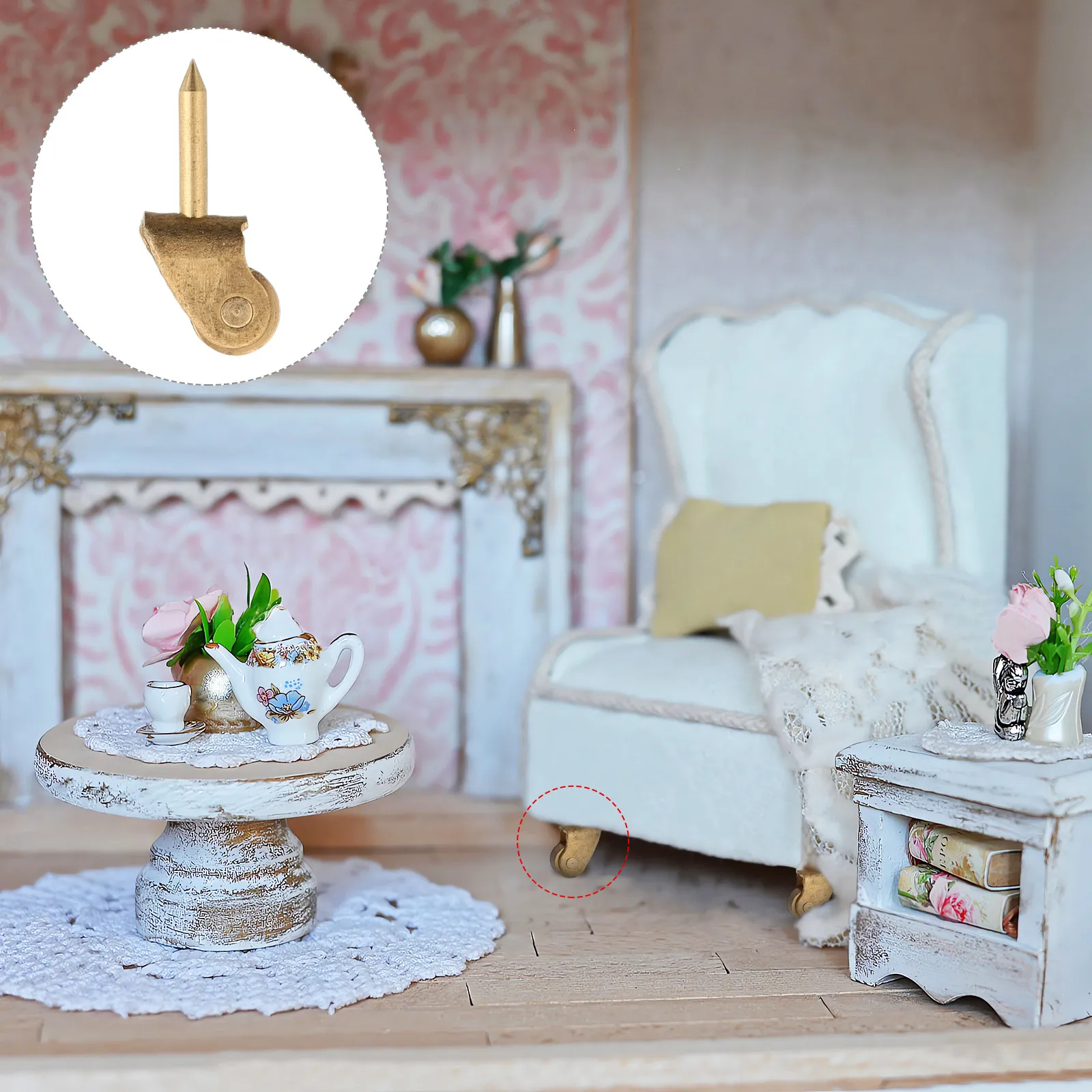 

10Pcs Miniature Wardrobe Casters Smooth Rolling Pulley Wheels for Dollhouse Furniture Mobility Enhancement Decorative Caster Set