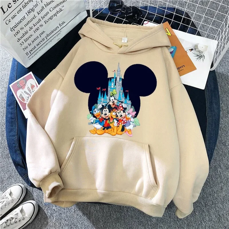 Kawaii Disney Mickey Hoodie Donald Duck Cartoon Printing Women Sweatshirts Fashion Winter Autumn Casual Loose Oversize Hoodies