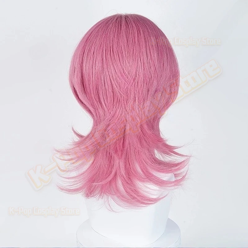 Anime Demon Hunters Romance Saja Cosplay Perücke Rosa Slicked-back Schulterlange Haarperücken Für Männer Frauen Saja Jungen Party Halloween
