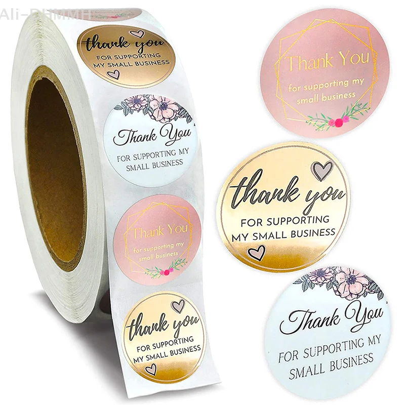 500pcs/roll Thank You Stickers Sealing Labels Adhesive Round Paper Baking Stick