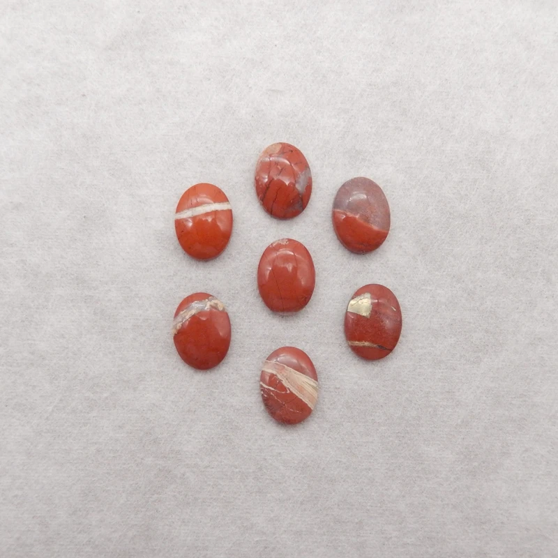 7PCS Natural Red River Jasper Oval Cabochon Beads 15x12x5mm Jewelry Making Earring Pendant Beads Accessories Fashion Jewelry