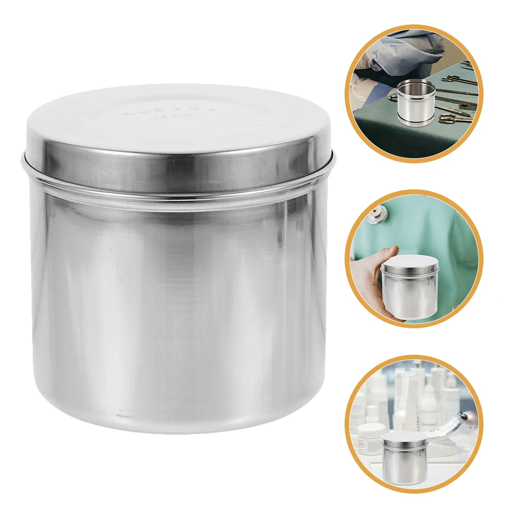 

2 Pcs Ointment Jar Stainless Steel 8cm Portable Hospital Clinic Gauze Container Medical Jar