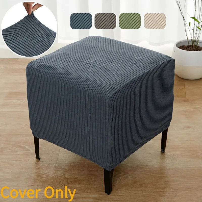Jacquard Square Ottoman Cover Stool Slipcover All-inclusive Rectangle Footstool Protector Elastic Storage Ottoman Covers Home