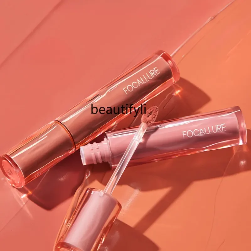 

zq Floating Butterfly Matte Lip Gloss Matte Light Velvet Mousse Lipstick Female White Lip Gloss