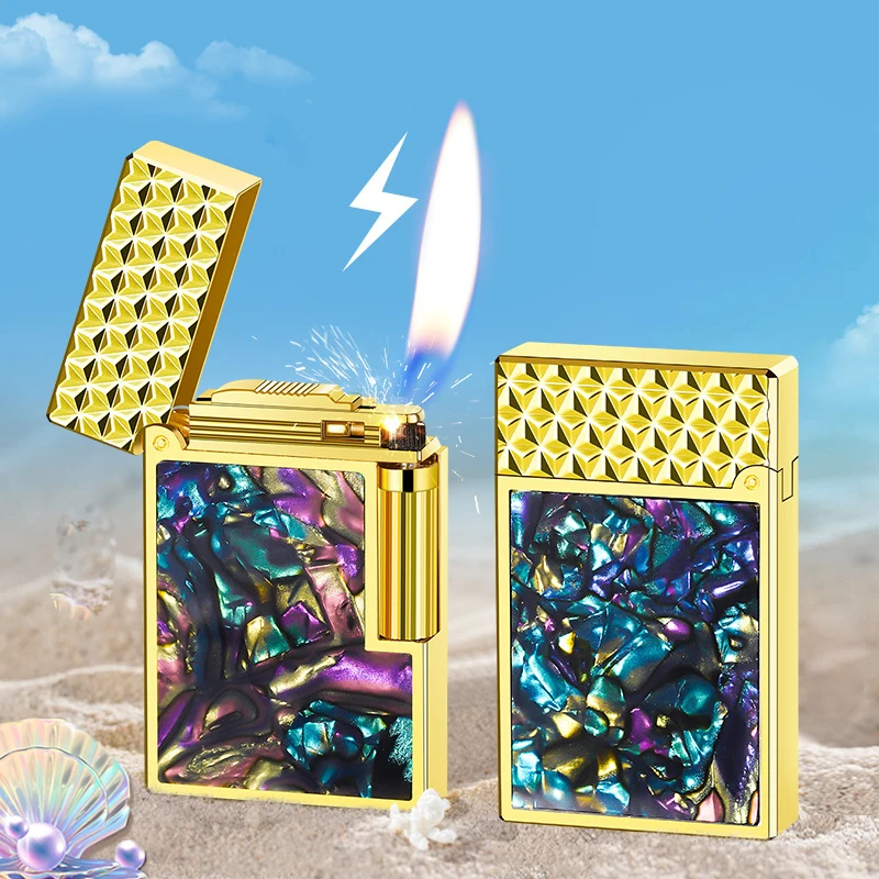 Personalized Square Metal Langsheng Lighter Mini Unusual Butane Gas Lighter Cigarette Lighters Smoking Accessories 2023 NEW