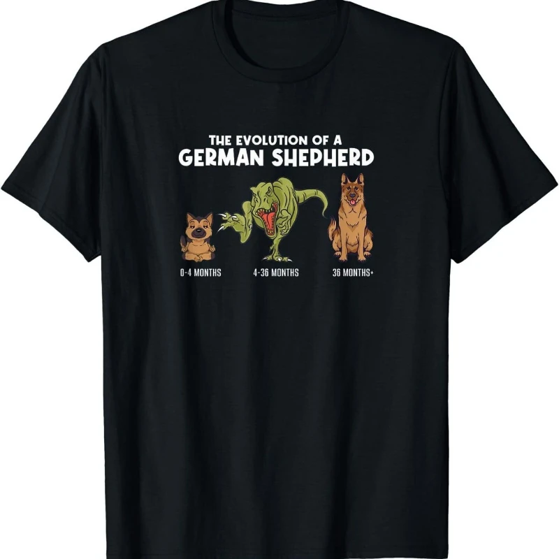 Funny Evolution of German Shepherd, German Shepherd Enthusiasts Fashion Flat Print Men's T-shirt Casual Wear