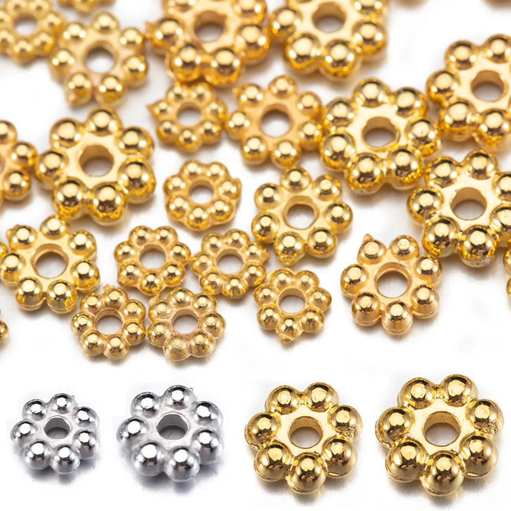 About 200pcs CCB Plastic Snowflake Spacer Bead Flower Scatter Bead Hat for DIY Bracelet Needle Thread Jewelry Making Accessories