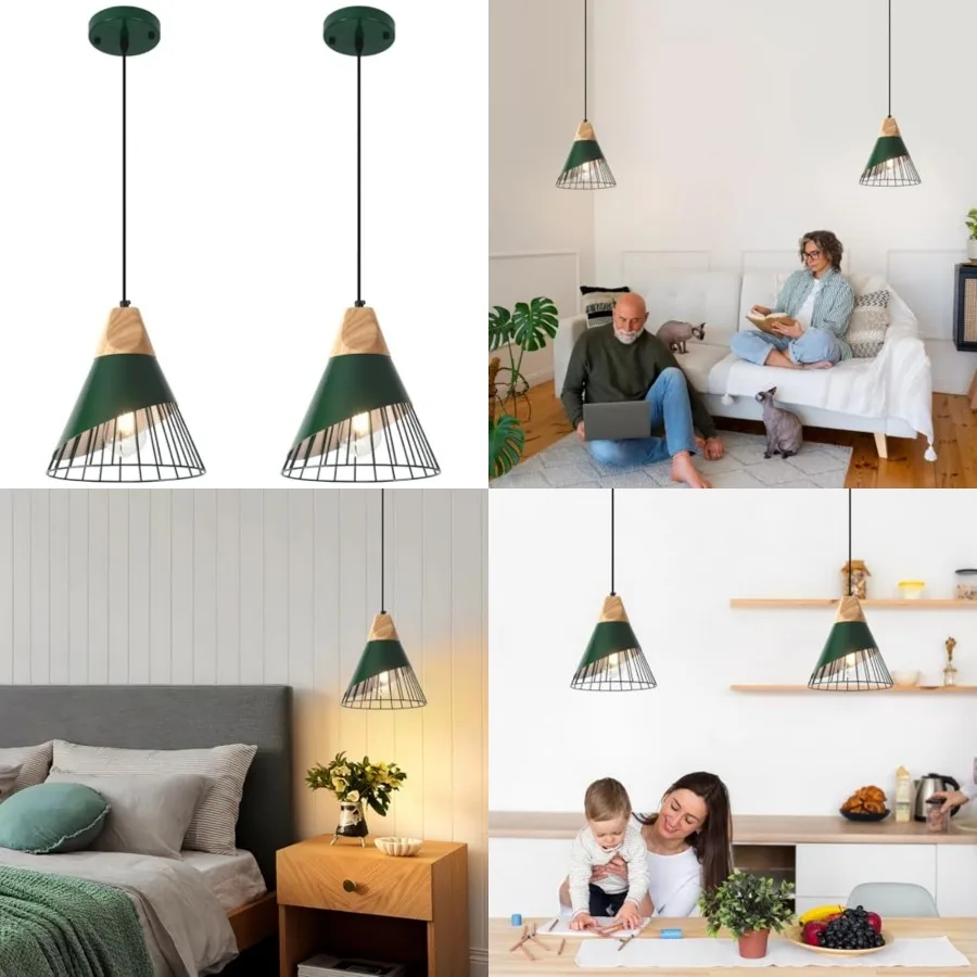 

Farmhouse Pendant Light 9.4ines, - Industrial Kitchen Pendant Lights for Kitchen Island, Bar, Bedroom, Office, Library