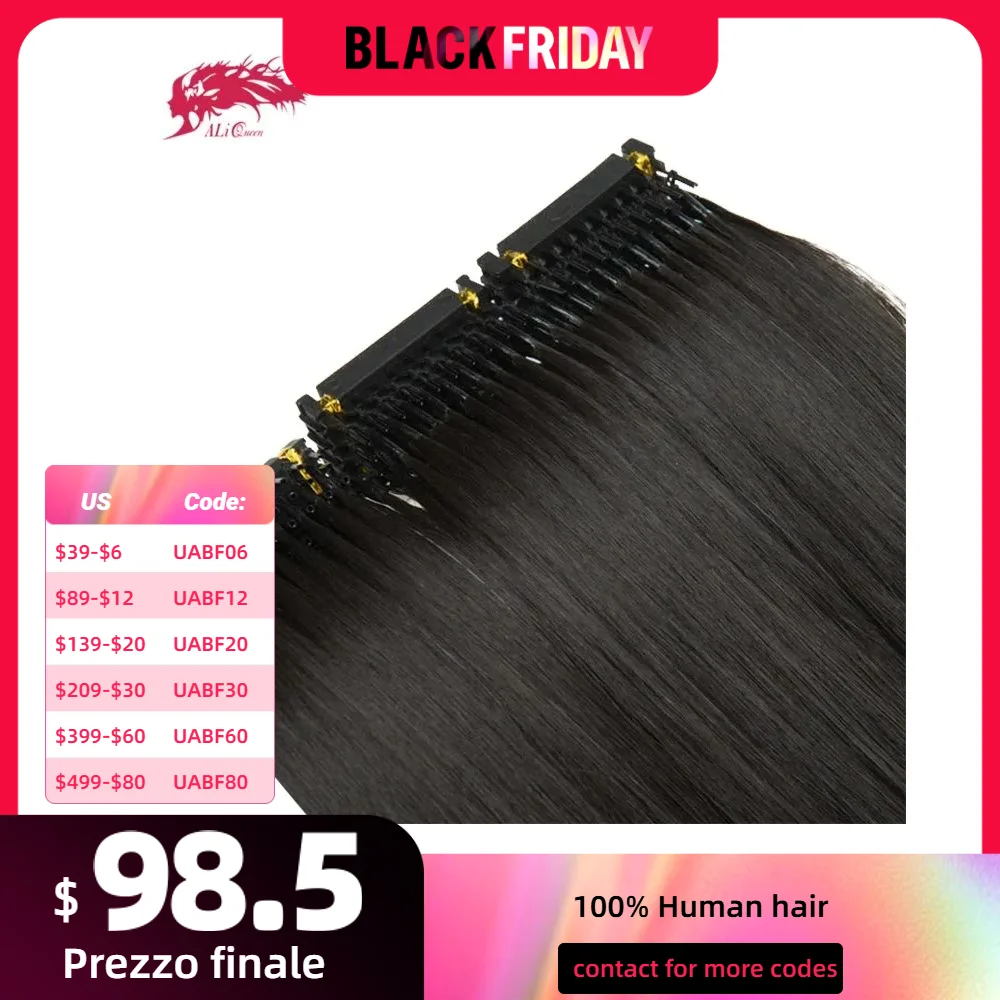 Ali Queen Hair 6D doczepy z ludzkich włosów 5 rzędów 20 sztuk/zestaw 100G niewidoczna mała pętla do salonu 100% ludzki dziewiczy włosy 14 "-26"