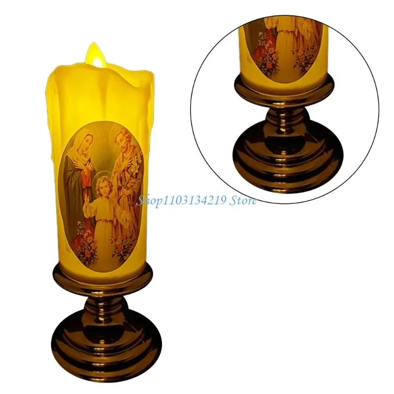 N5KC Stylish LED Electronic Wax Virgin Christ Lighting for Gatherings Decor