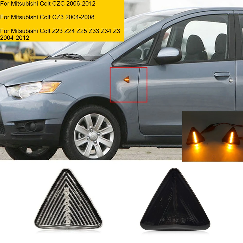 For Mitsubishi Colt Z23 Z24 Z25 Z33 Z34 Z3 2004-2012 Yellow Water LED Fender Side Light Turning Signal Indicator Light
