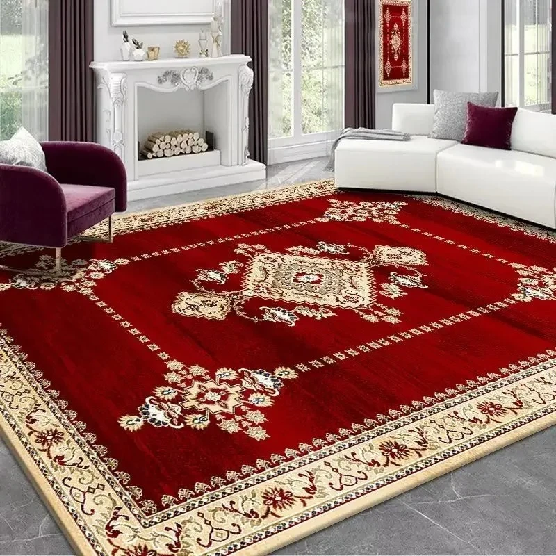 Tapis rouge persan Vintage pour salon, haut de gamme, luxe américain, sans poils, pour Table à thé, chambre à coucher, bout de lit, antidérapant, grande surface
