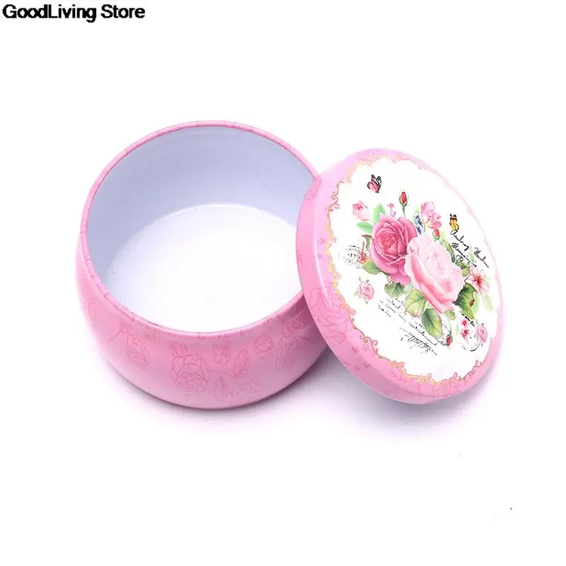 1PC Mini Tin Box Gift Jewelry Tin Box Cookie Candy Tea Storage Round Drum Tinplate Empty Box Drawer Organizer Candy Box Tea Cans