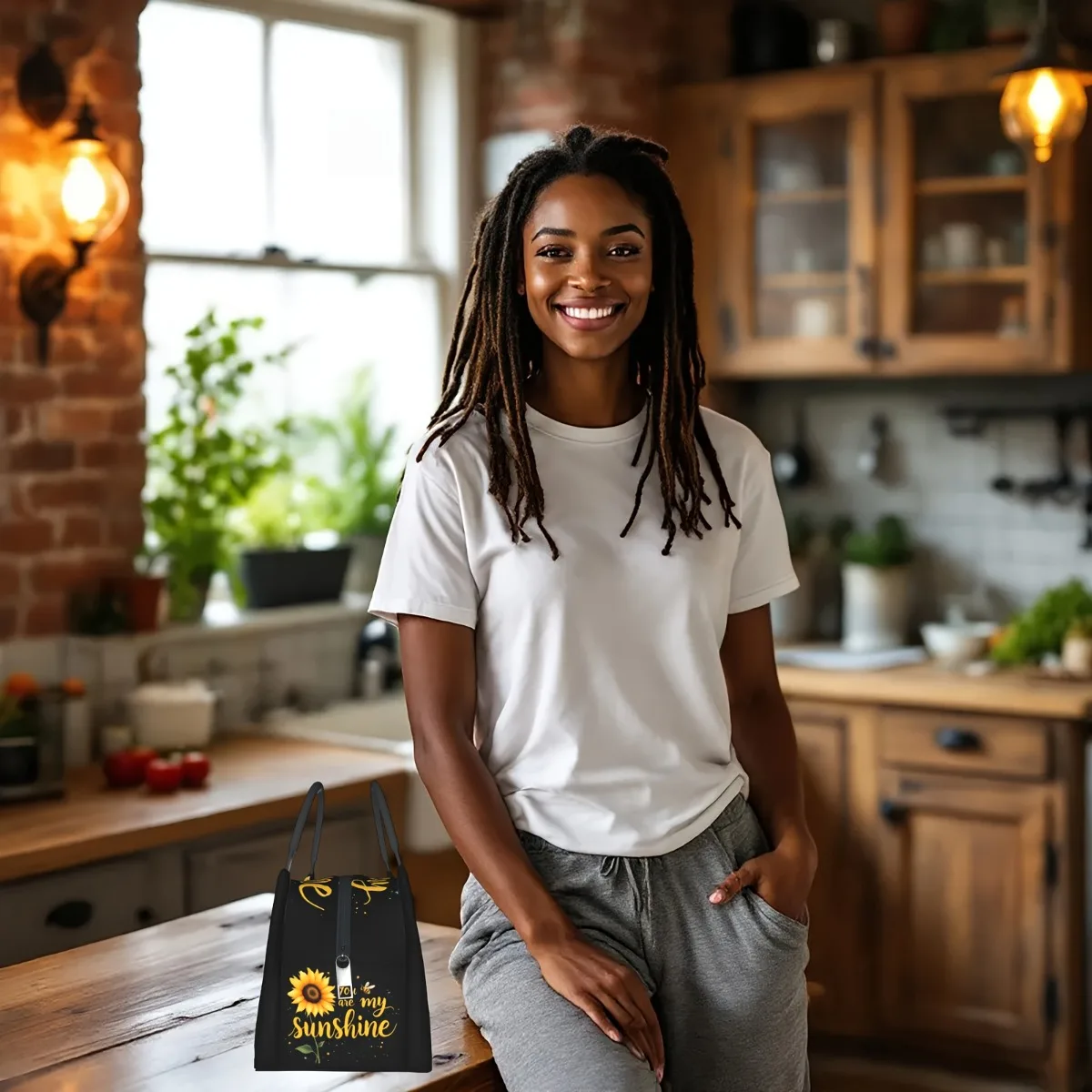 Sunflower Lunch Bag For Woman For Man Adults, Insulated Lunch Tote Lunch Box Container For Work Picnic Or Travel, Beach, Camping