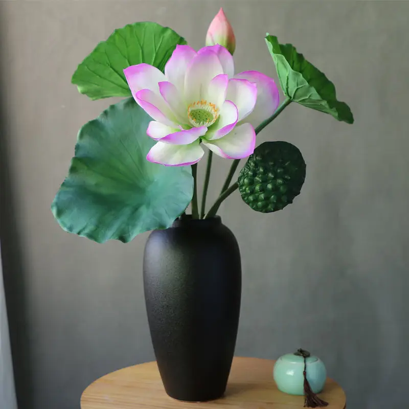 Lotus flowers simulation of lotus leaves for the living room, table top, ancient style, hand-made, handheld floral art