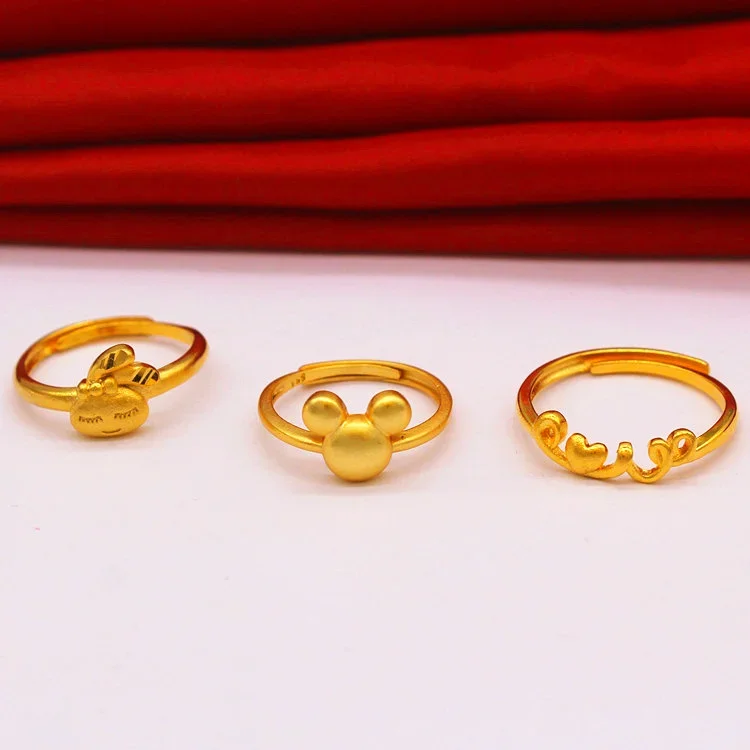 

Fashion New Brass Gold Plated Opening Ring Imitation Gold Love Ring Women Jewelry Wedding Gift