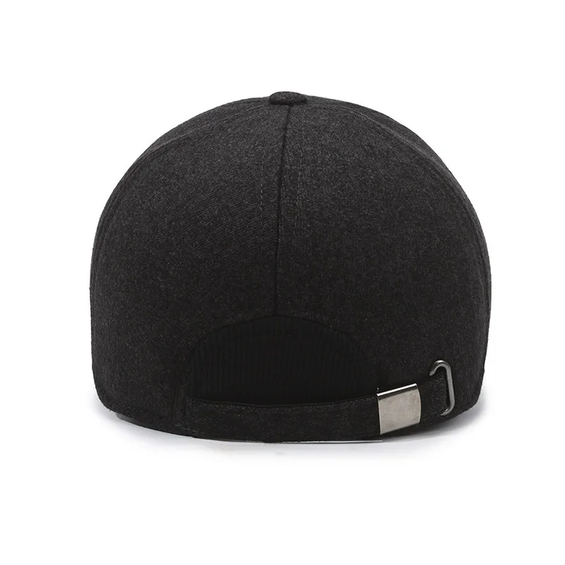 New Fleece-lined Ear Protection Duckbill Cap Men Winter Casual Label Snapback Baseball Hat Elder Outdoor Warm Cotton Dad Caps