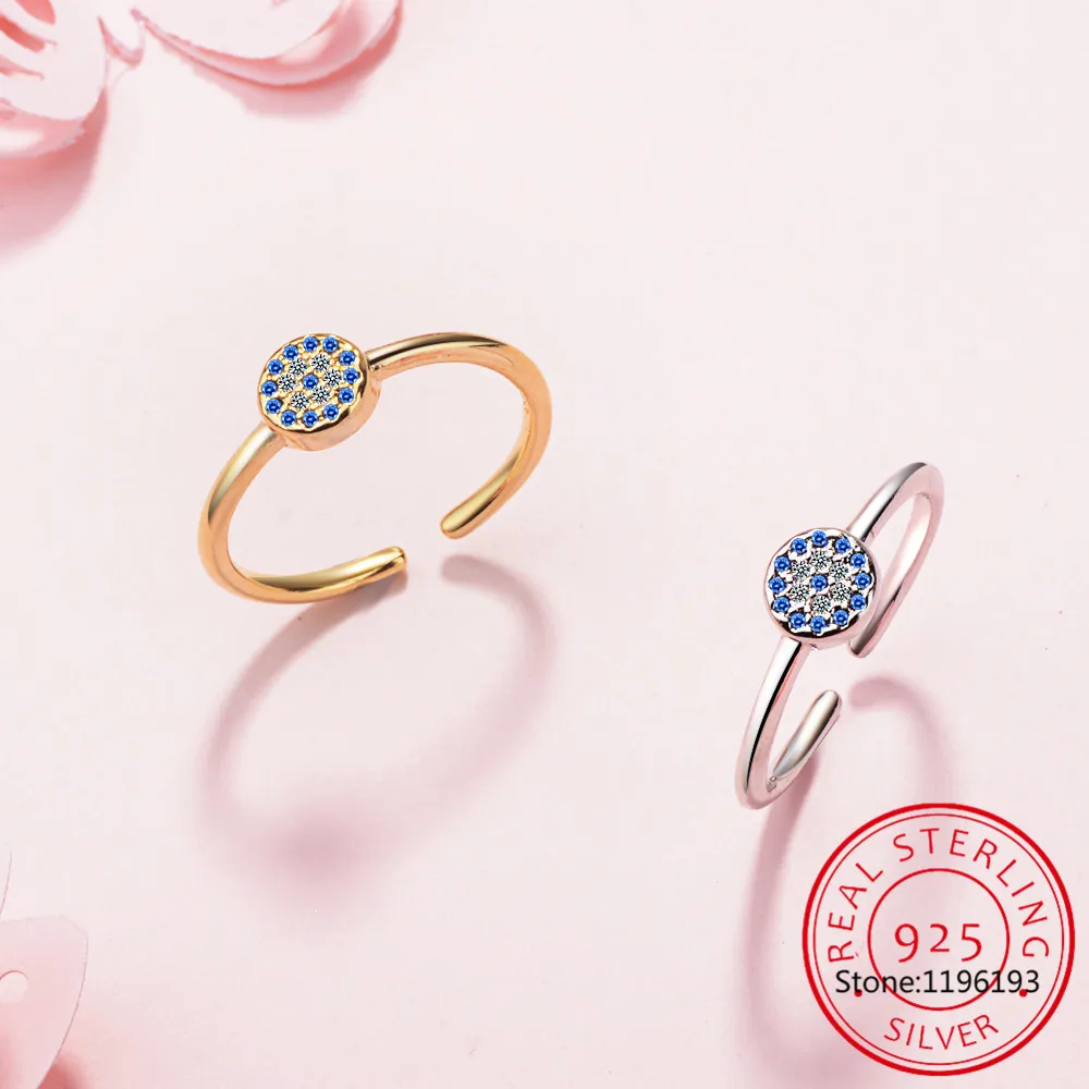925 Sterling Silber niedlichen blauen Geist Augen Ring funkelnden klaren Zirkonia für Frauen feinen Schmuck Geburtstags geschenk Bague Anillos