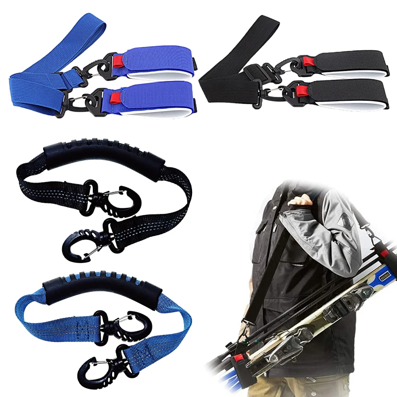 

2pcs Ski Carrier Strap Snowboard, Pole and Boot Carry Sling Straps Adjustable Ski Wraps Cushioned Shoulder Skiing Gear Equipment