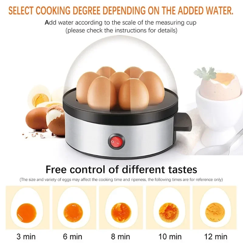 

Space Saving Eggs Boiler 350W Automatic Cooker 6 Eggs Capacity Electric Steamer Multi Functional Kitchen Appliance