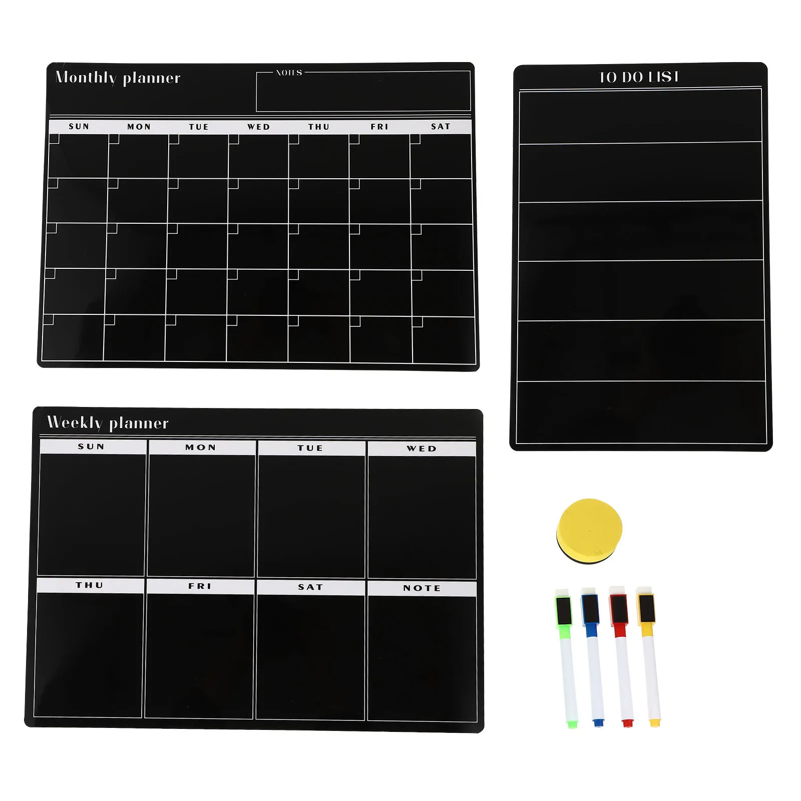 1Set Magnetic Plan Boards Small Fridge Erase Notes Reusable Multi-Function Planner Boards for Household Office School Home Use