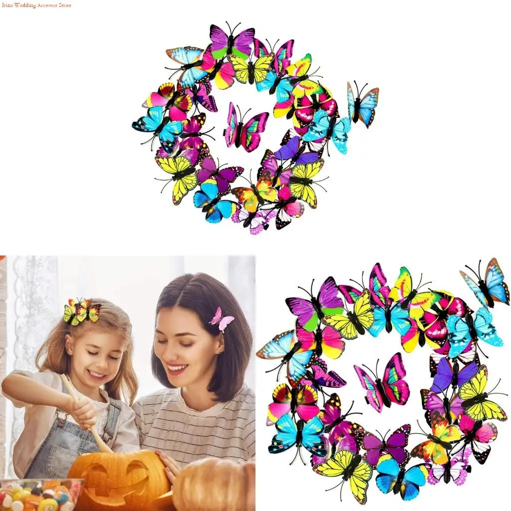 G92D 24pcs 3D Butterfly Hair Clip Side Barrettes for Women Various Occasion Outfit
