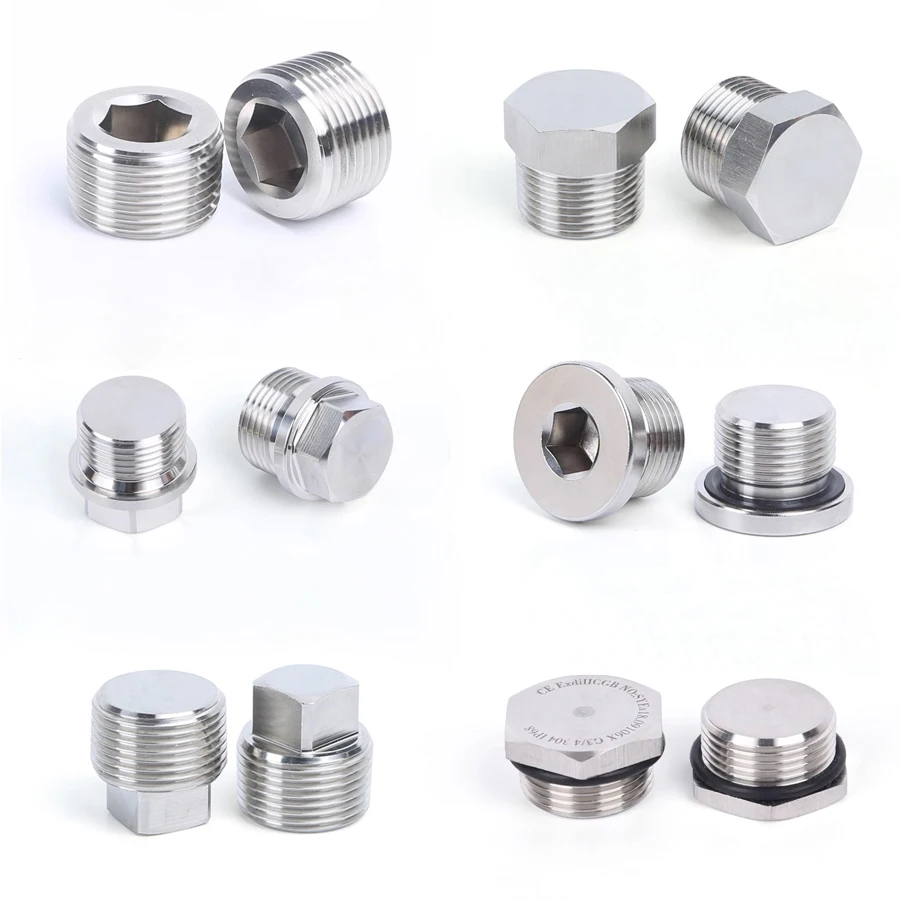 

1/8 "1/4" 3/8 "1/2" 3/4 "1" -2 "BSP NPT Male Thread 304 Stainless Steel Hexagonal End Cap Flange Square End Cap Pipe Fittings