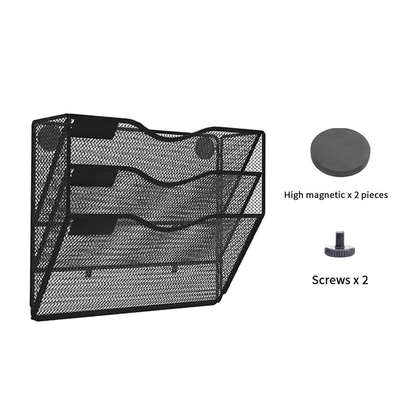 3-poziomowy magnetyczny uchwyt na pliki nie bez wiercenia montażu szafek z organizerem na czasopisma Folder metalowy do lodówki biurowej