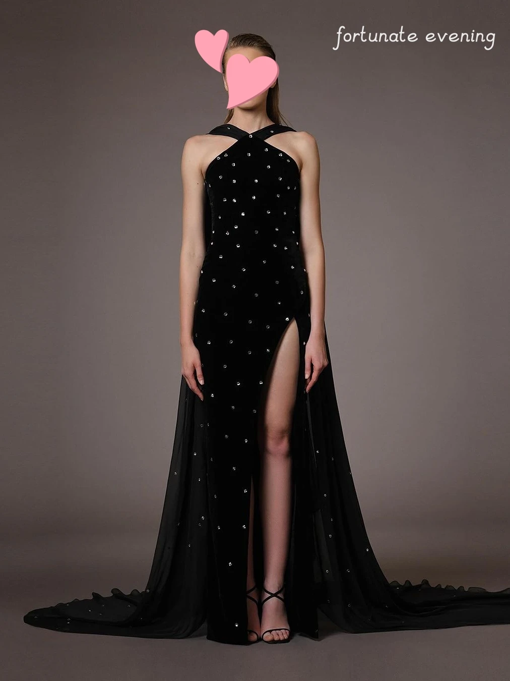 Fortunate Evening Elegant Vintage Sexy Black Crystal Beading A-Line Square Collar Formal Occasion Prom Dress Evening Party Gowns