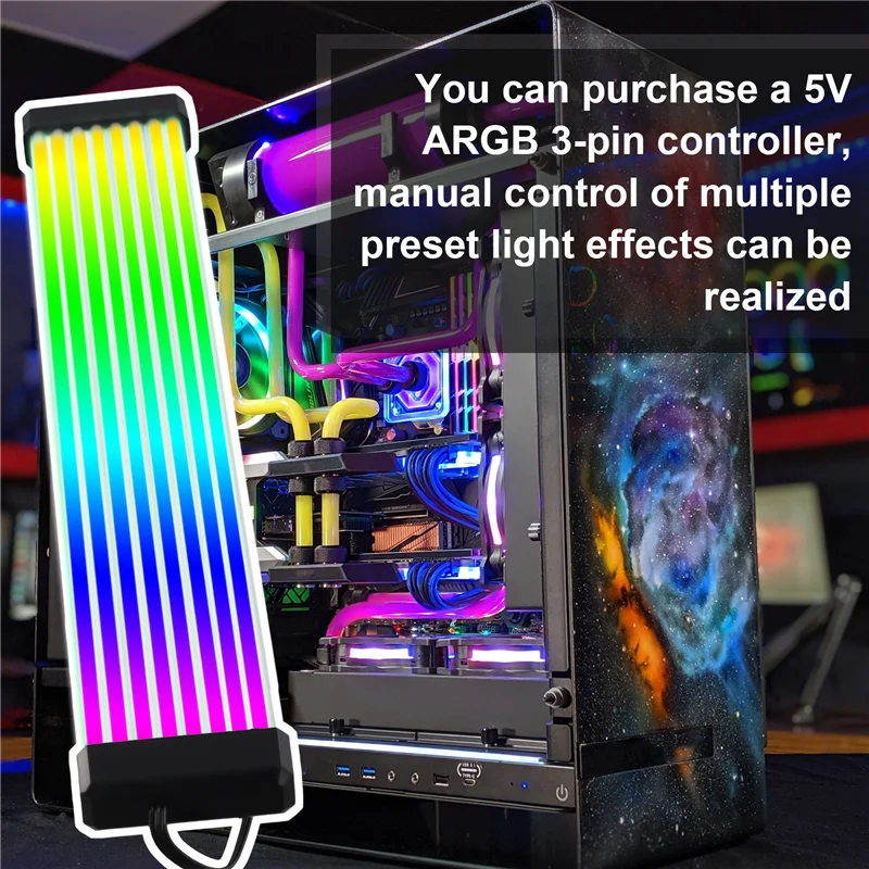 C9-RGB LED قطاع ARGB لوحة المزامنة للكمبيوتر إمدادات الطاقة GPU بطاقة الرسومات كابل حالة بطاقة الرسومات خط النيون