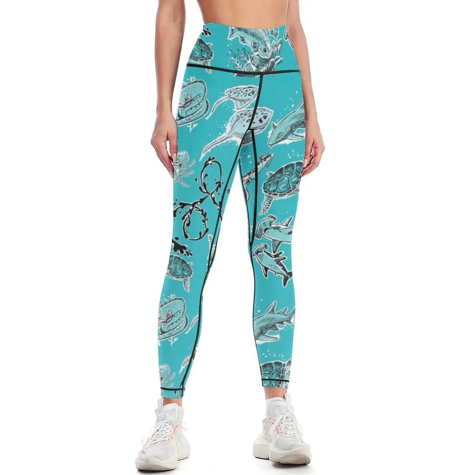 

Sea Life Bandana Collage Leggings gym clothing Women's sports pants Women's fitness sports for push up Womens Leggings