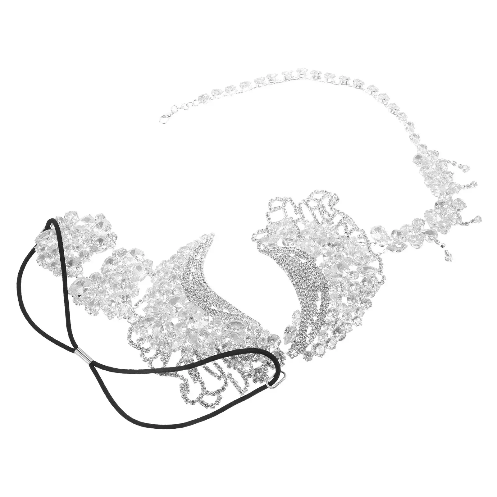 Shiny Rhinestone Masquerade Mask Lightweight Comfortable Elastic Strap Fancy Venetian Mask for Prom Masquerade Ball Halloween