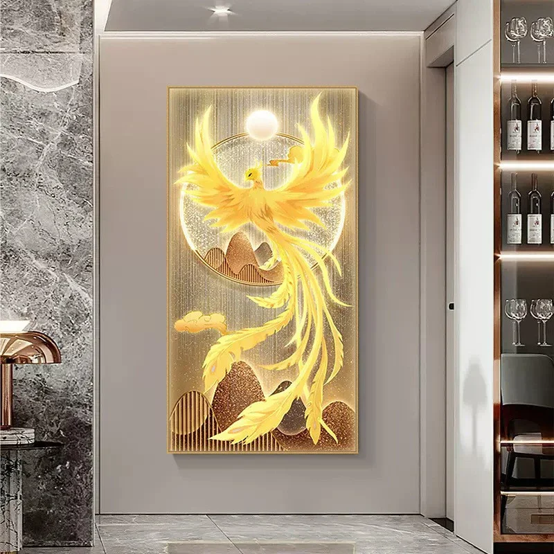 Golden Phoenix 5D Diamond Painting Full Diamond Embroidery Large Office Living Room Home Decoration Diamond Cross Stitch Kits