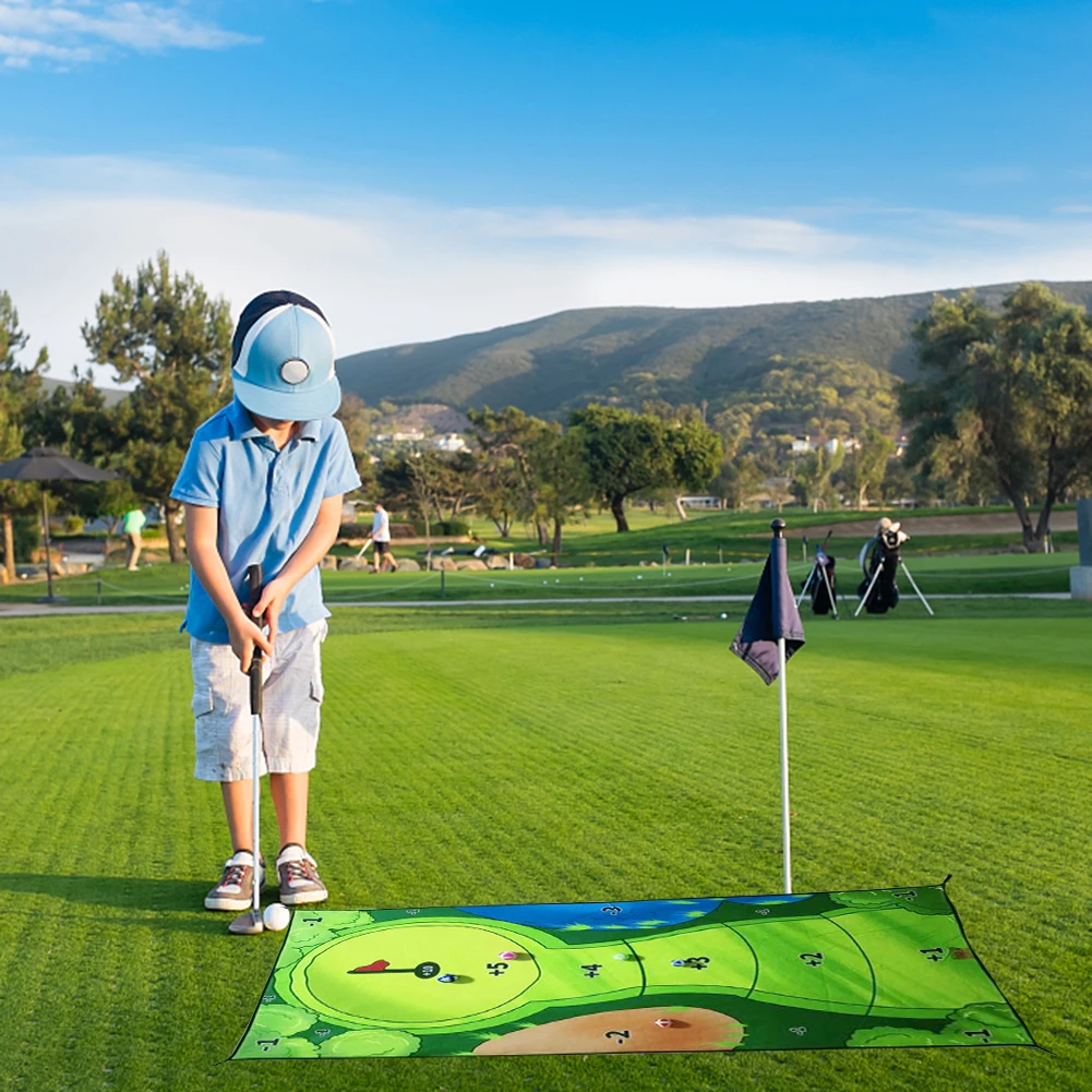 Portable Golf Training Mat for Indoor Outdoor Casual Golf Chipping Training Mat with Golf Ball Turf Swing Detection Batting Kits