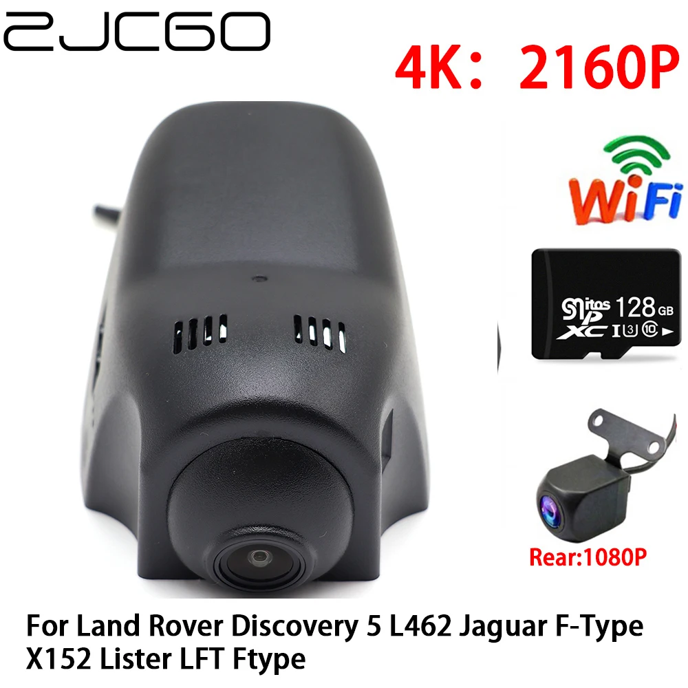 ZJCGO 4K Car DVR Dash Cam Wifi Front Rear Camera 2 Lens 24h for Land Rover Discovery 5 L462 Jaguar F-Type X152 Lister LFT Ftype