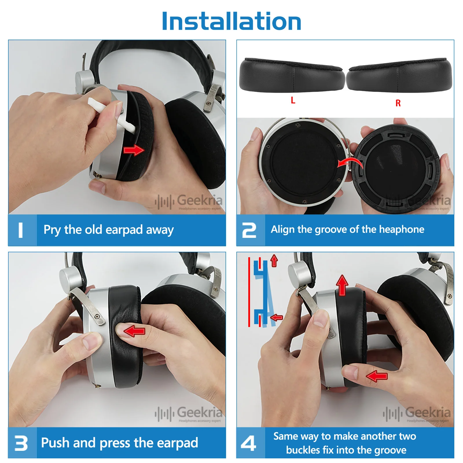 Imagem -04 - Geekria-pele de Carneiro e Veludo Substituição Orelha Almofadas Fones de Ouvido Almofadas Apto para Hifiman He400se He400 Hee560 560i He500 He300 He350