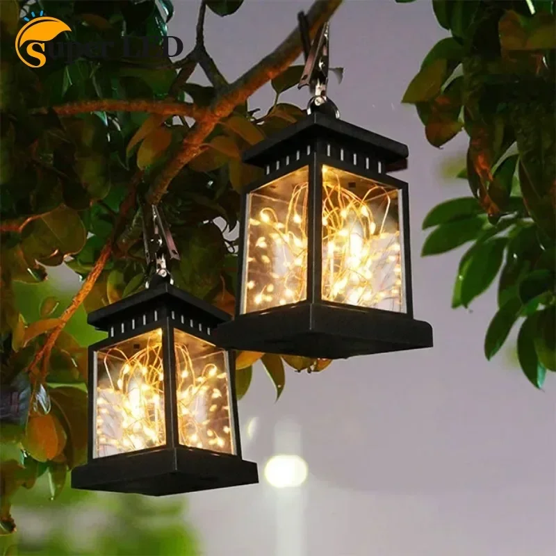 Solar Powered Palace Lantern Garden Lamp Decorating Solar Hanging Lantern Outside Portable Solar Home Courtyard String Light