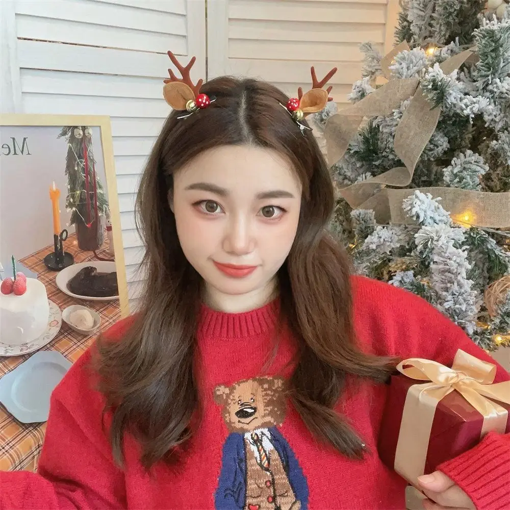 

1 pair Bowknot Christmas Hairpin Santa Claus Snowflake Children Deer Antler Hair Clip Sequin Bear Christmas Hat Headabnd