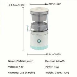 Portable Multifunctional Juicer with Automatic Juicing and Separation - Fresh Orange Juice Cup with USB Charging