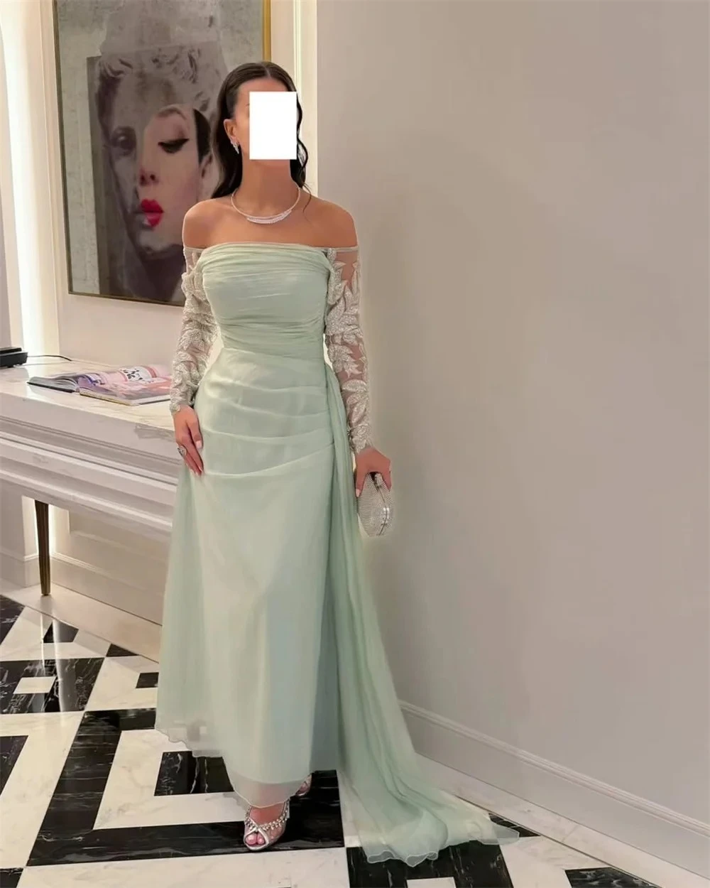 Suknia wieczorowa na jedno ramię, wykwintna koronka z kwiatami 3D, długi rękaw, krój syreny, suknia balowa z odkrytymi plecami, wysoka jakość, nowoczesny styl.