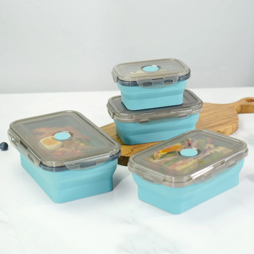 

3pcs 350/500/800ml Silicone Lunch Box Foldable Microwave Oven Bento Lunchbox Kitchen Home School Food Storage Container