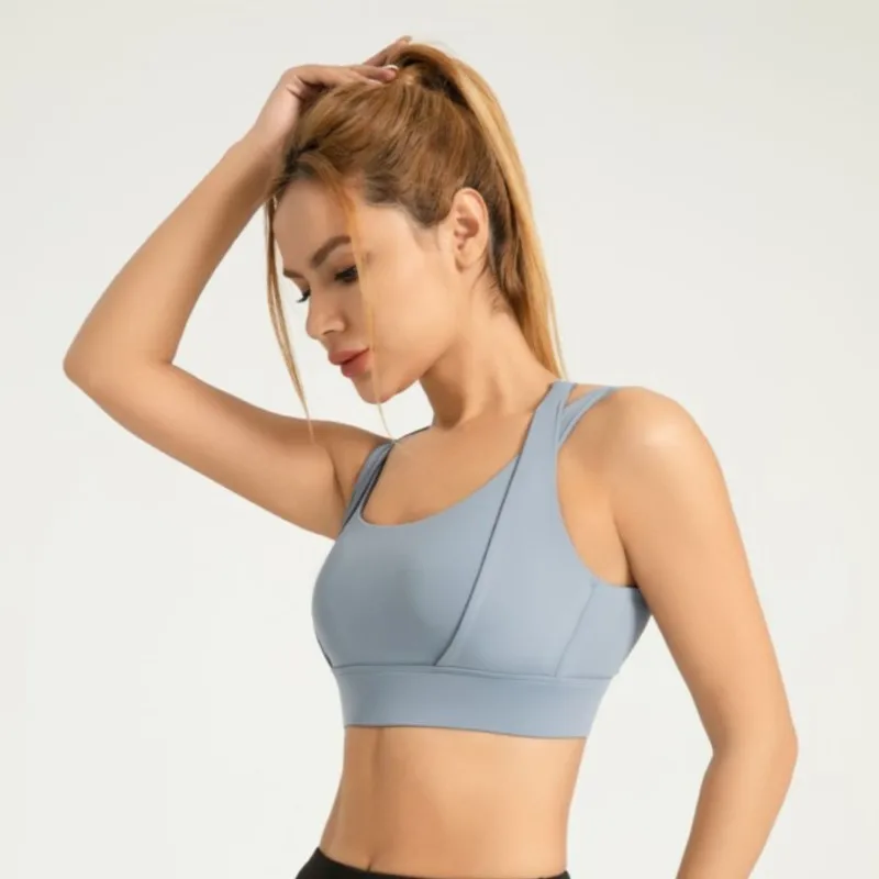 

Double Strap Bra Solid Gym Bra 2024 Female Jogging Leisure High Elasticity Sports Bra With Chest Pad Yoga Fitness Underwear