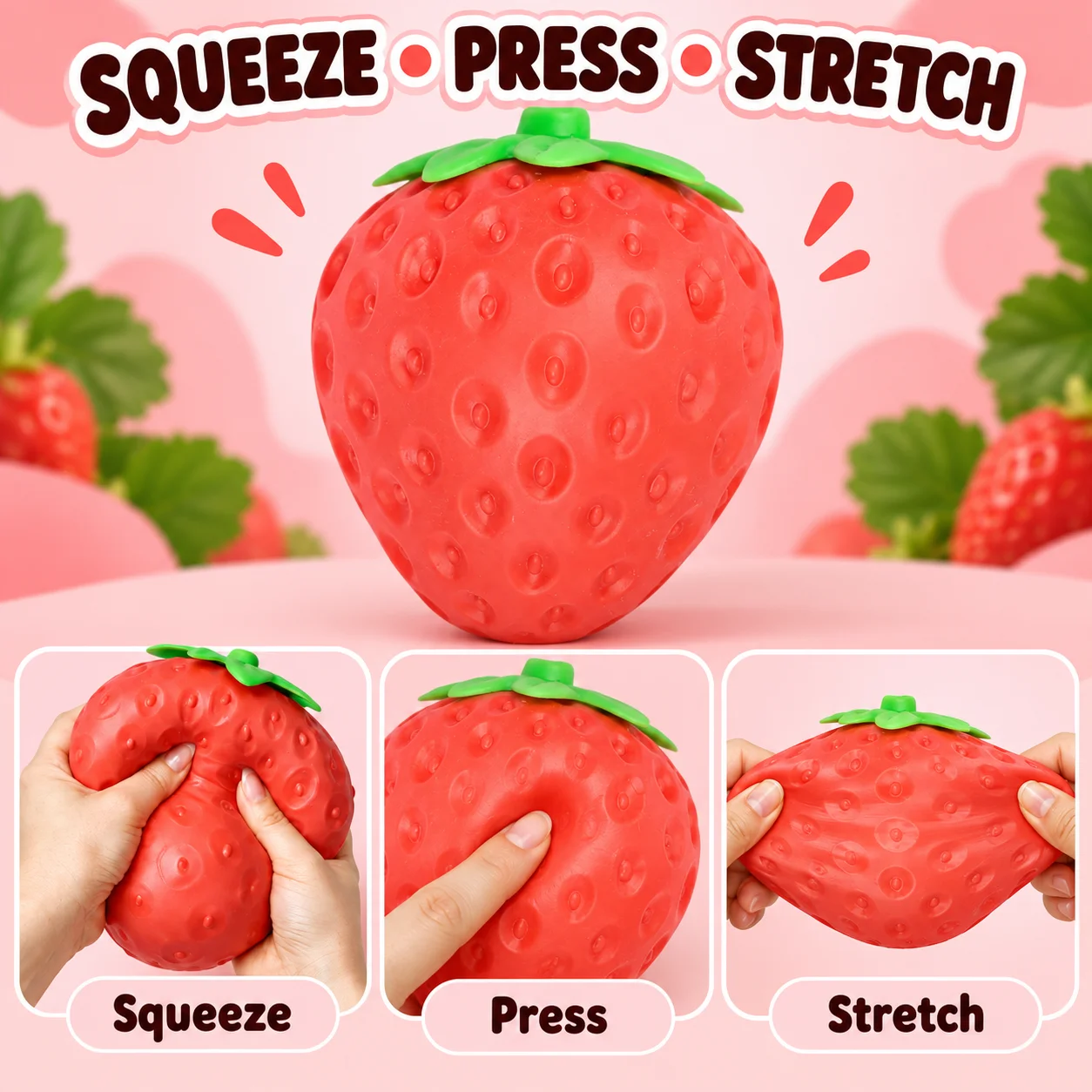 Jumbo Strawberry Squishy Toy Large Soft Fruit Squeeze Sensory Fidget Stress Relief Desk Toy Cute Birthday Gift