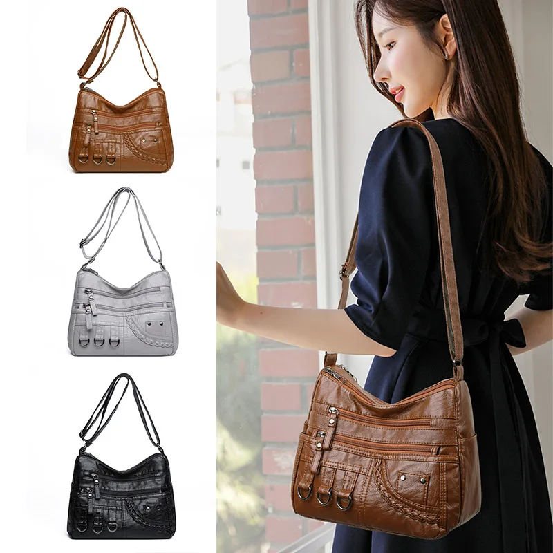 

Модная женская сумка через плечо на одно плечо, рюкзак большой емкости для женщин, многослойные женские сумки, женская сумка из искусственной кожи